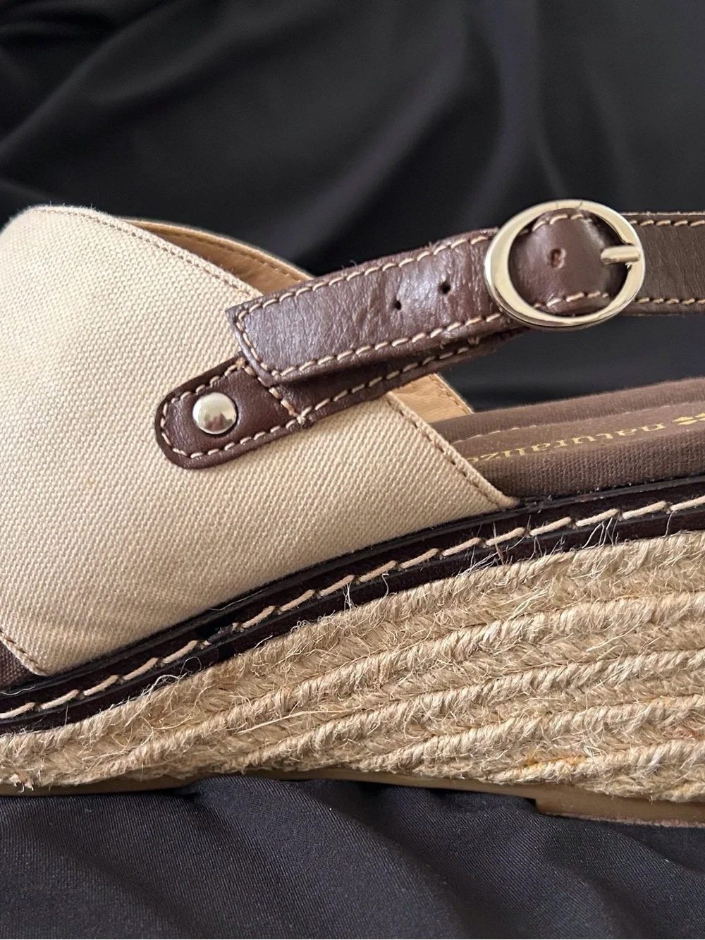 Naturalizer, Satwa Beige Crossover Platform Slingback Espadrille Sandals - 9W